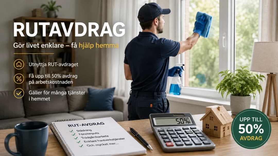 Fönsterputsning i ett hem - rutavdrag ger 50 % på arbetskostnaden
